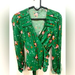 Green happy floral shirt